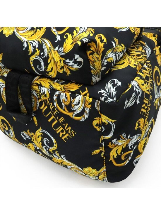 Versace Jeans Couture Backpack Nylon Logo All Over Pattern Black Gold main image 7